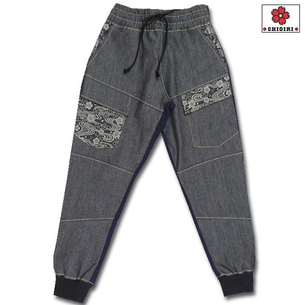 CHIGIRI ちぎり 30%FF SALE!! 切替ジョガーパンツ 桜流水 CHS37-1382