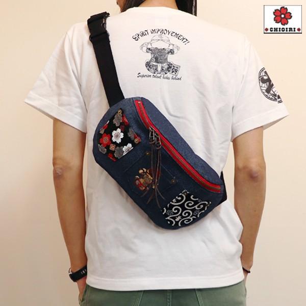 CHIGIRI ちぎり 和柄ウエストバック CHS41-1082 唐草 桜 金襴 和柄