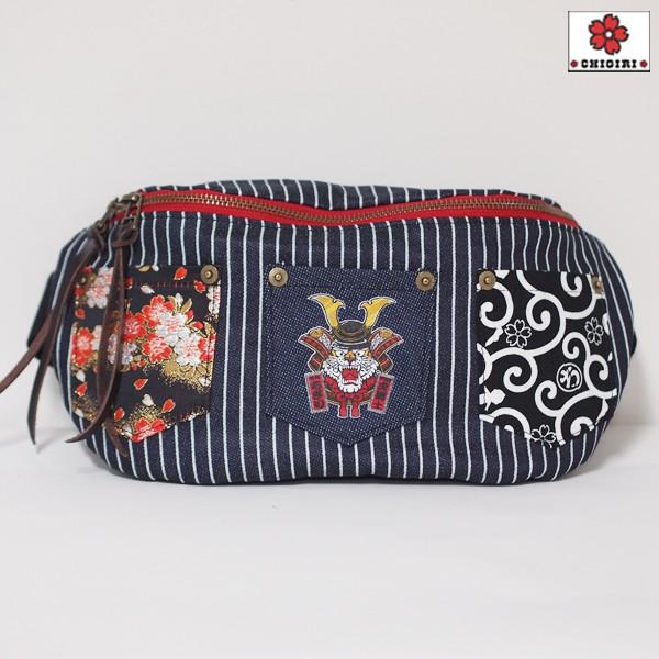CHIGIRI ちぎり 和柄ウエストバック CHS41-1082 唐草 桜 金襴 和柄