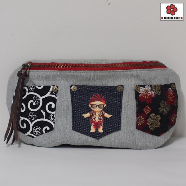 CHIGIRI ちぎり 和柄ウエストバック CHS41-1082 唐草 桜 金襴 和柄