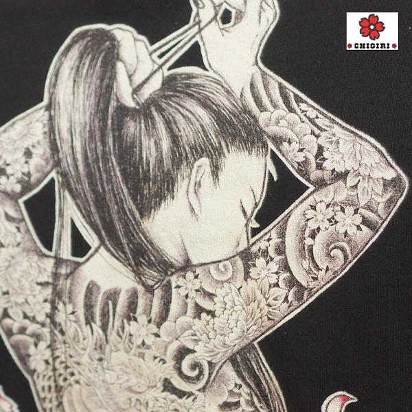 CHIGIRI ちぎり 手描き花魁ZIPパーカー CHS48-883 和柄 花魁 桜 CHIGIRI ちぎり 手描き花魁ZIPパーカー CHS48-883 和柄 花魁 桜