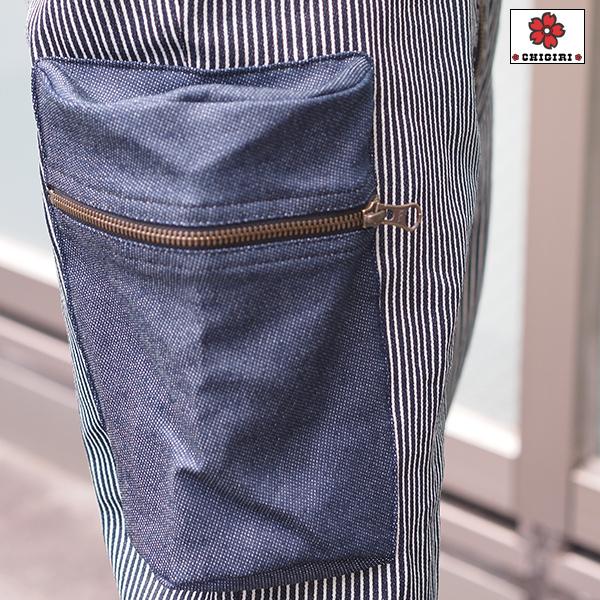 CHIGIRI チギリ ニットデニム桜流水斜めジップパンツ CHS50-1201 桜 和