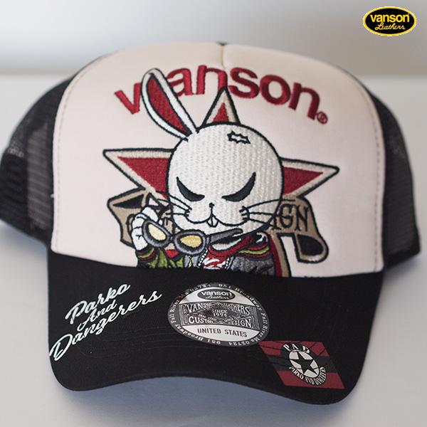 vanson T.F.O.A 武装戦線 Rabbit design cap VANSON（バンソン） T.F.O.A 武装戦線コラボ メッシュキャップ 片耳