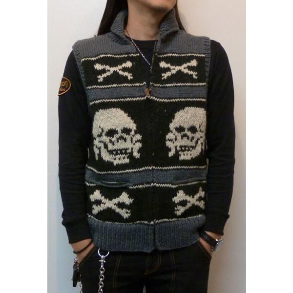 eyedy アイディー 70%OFF SALE!! COWICHIN VEST CUT1323 スカル ドクロ