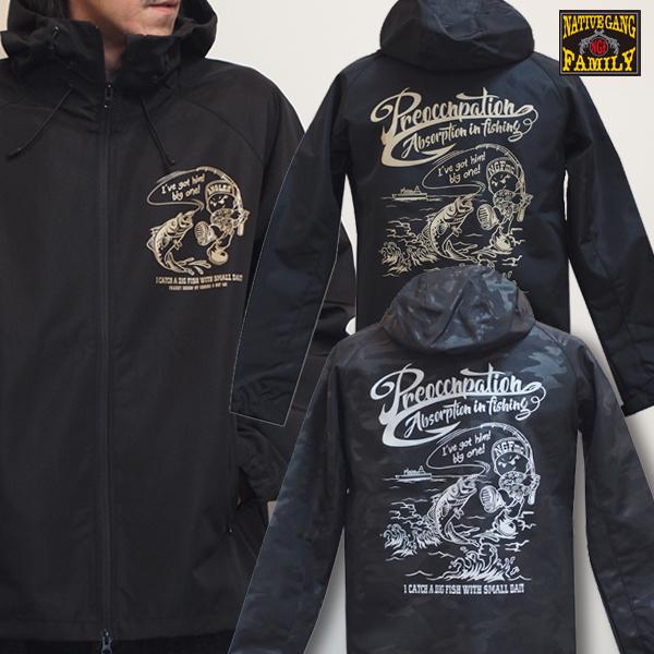 高い素材 アウトドア 防風 防寒 防水 アウター 釣り 防水 防寒 防風 アウター アウトドア 釣り Ngf31 981 アングラーシェルパーカー ネイティブギャングファミリー Family Gang Native バイカー ジャケット