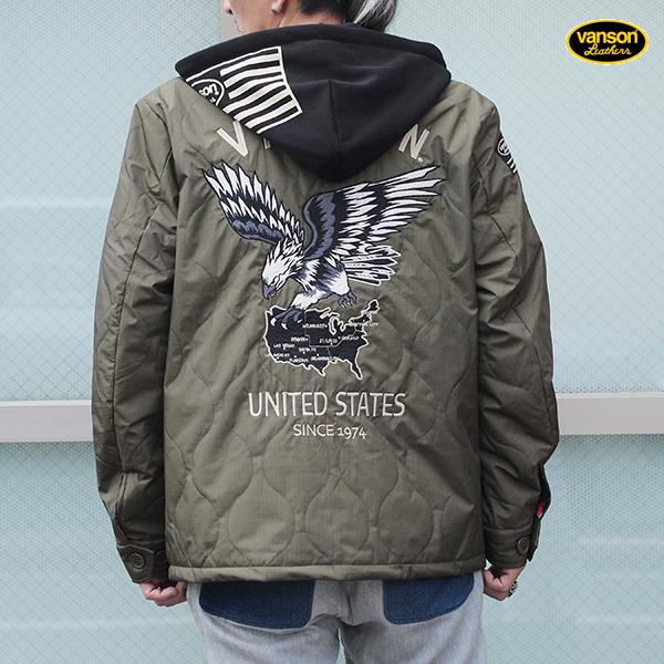 vanson 冬用ライディングジャケット VANSON（バンソン） リップストップナイロン キルティングベトジャン