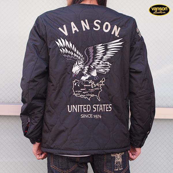 Vanson キルティング ダウンベスト L VANSON バンソン キルティングベスト QUILTING VEST ブラック｜4サイズ