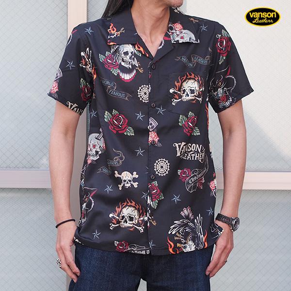 VANSON（バンソン） 半袖総柄シャツ NVSS-2304 アメカジ バイカー