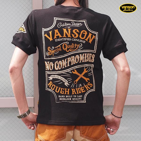 VANSON（バンソン） 半袖Tシャツ サーマルヘンリーネックTシャツ