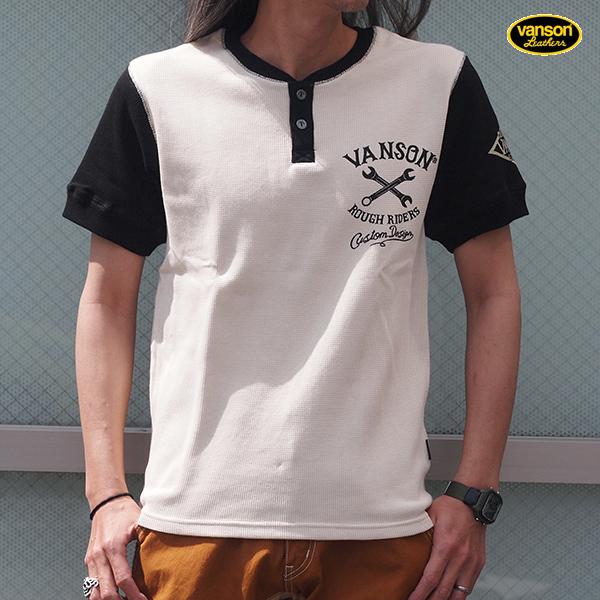 VANSON（バンソン） 半袖Tシャツ サーマルヘンリーネックTシャツ