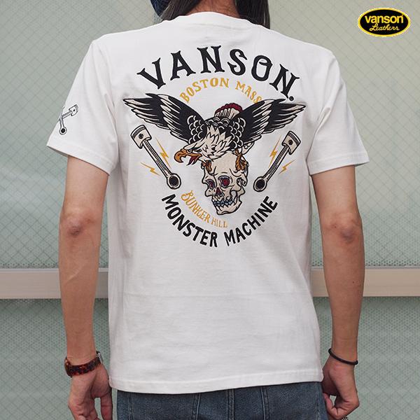 VANSON バンソン 天竺半袖Tシャツ スカルイーグル NVST-2214 アメカジ 