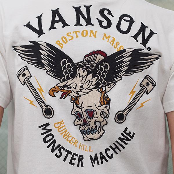 VANSON バンソン 天竺半袖Tシャツ スカルイーグル NVST-2214 アメカジ 