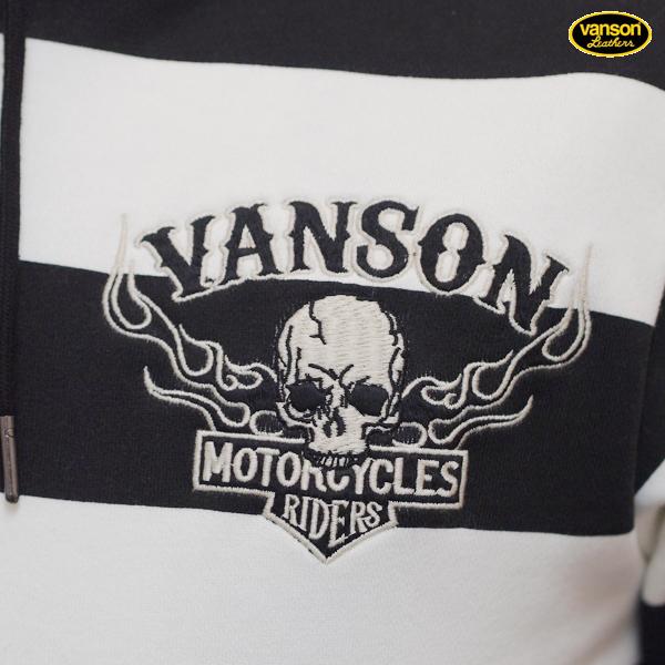 VANSON バンソン クロスボーンスカル ZIPパーカー ボーダー ストール