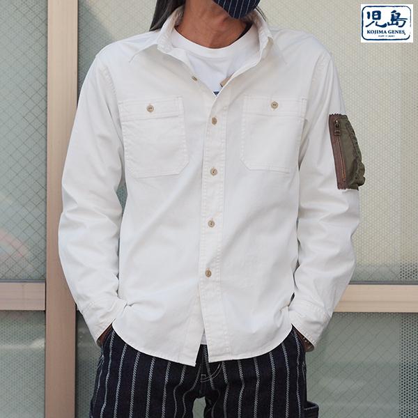 児島ジーンズ　MA-1ワークシャツ RNB-2017　デニム　インディゴ　シャツ　倉敷　バイカー送料無料料｜chigiri-ngf｜04