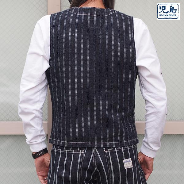 児島ジーンズ ダブルストライプウォバッシュベスト RNB-5042 デニム