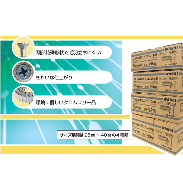 若井産業（WAKAI ）ワカイ ロール連結ビス コンパネ用 RV28KBF ハイ