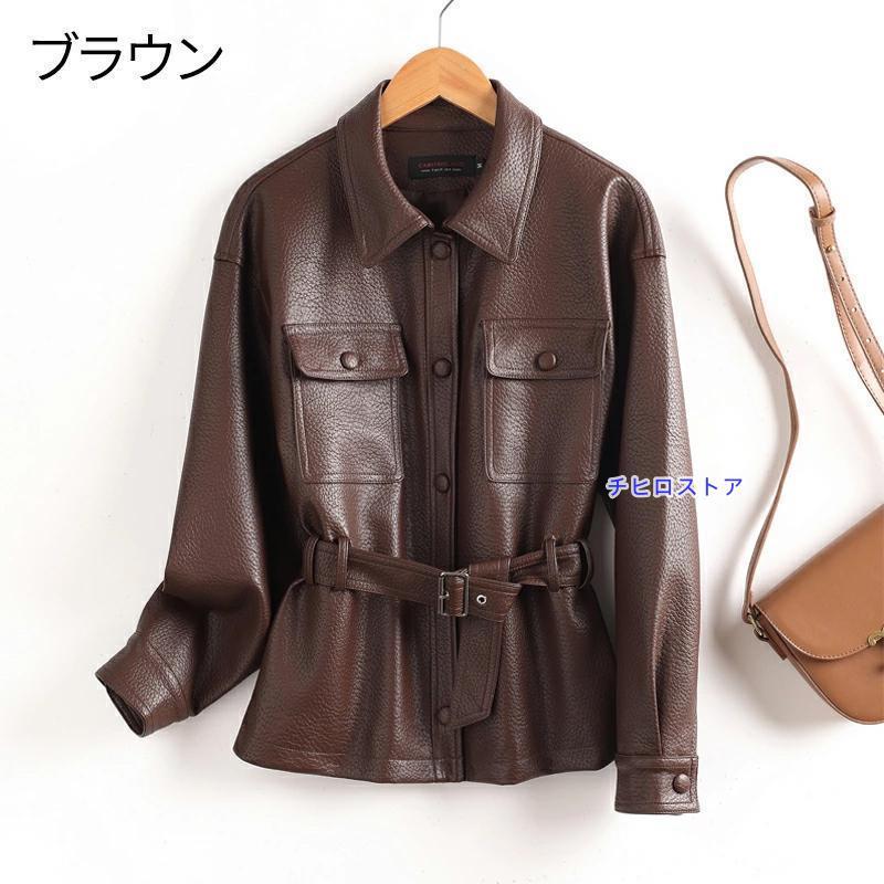 Amazon | [JINLUN] 本革ジャケット レディース オーバーサイズ ビッグ 