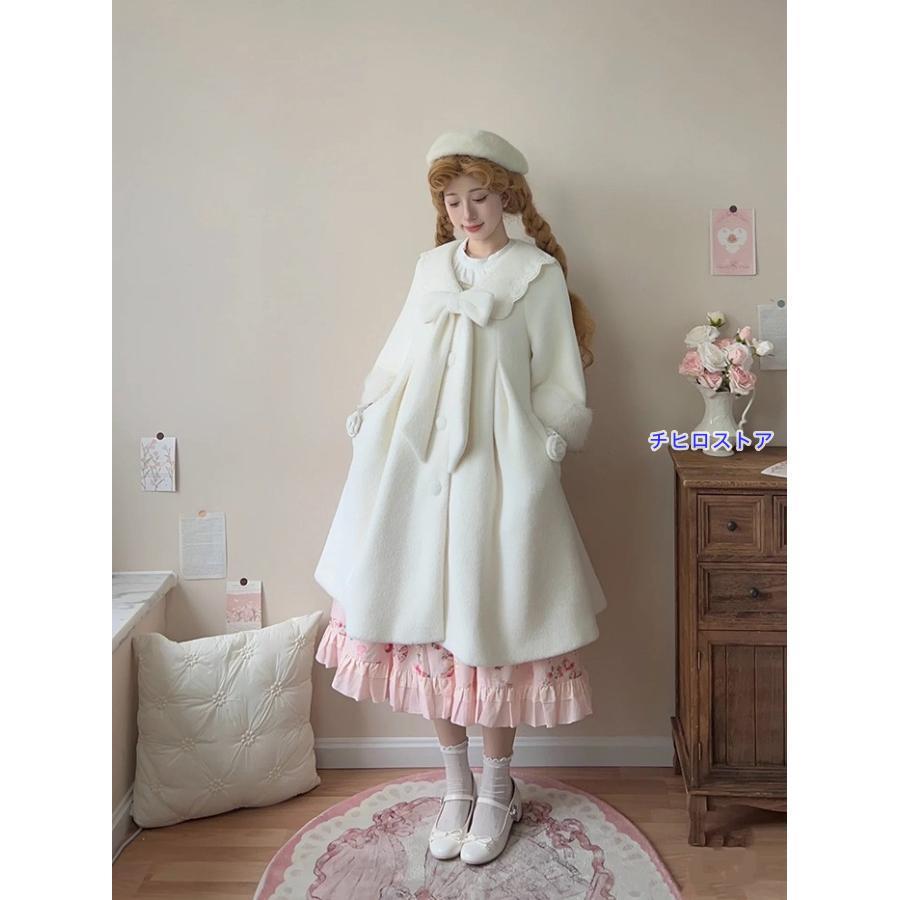 ステンカラーコート 冬服 レディース ジャケット 膝丈 もこもこ フリル