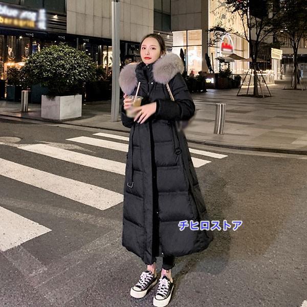 ダウンコート レディース ロングコート 90％ダウン フード付き