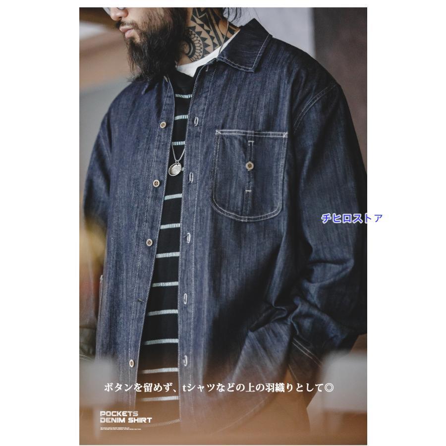 シャツ デニムシャツ メンズ DENIM デニム 長袖 大きい ポケット