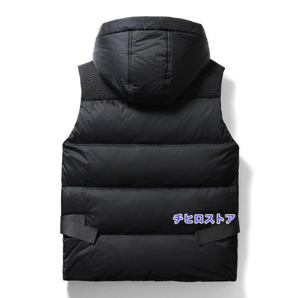 ダウンジャケット ダウンベスト メンズ フード付き 防風 ハイネック