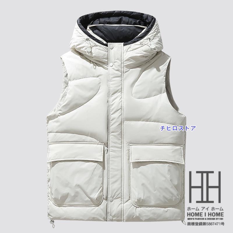 wake sapporo　ダウンベスト メンズ ダウンベスト 大きい フード付き 防風 ハイネック 防寒