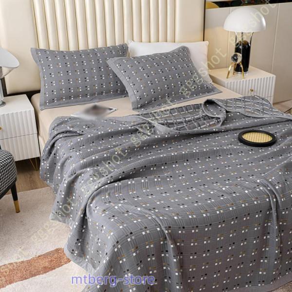 チェック柄 かわいい タオルケット ダブル 天然綿100% 洗える 夏用