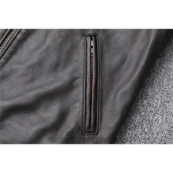 ルマン M レザー ライダースジャケット メンズ 黒 キルティング