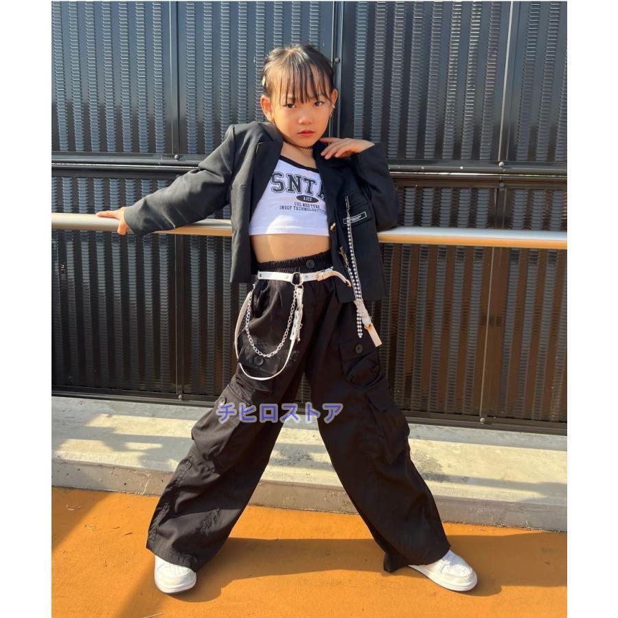 ガールズ ヒップホップ衣装 黒 K-POP 韓国 ダンス衣装 キッズ