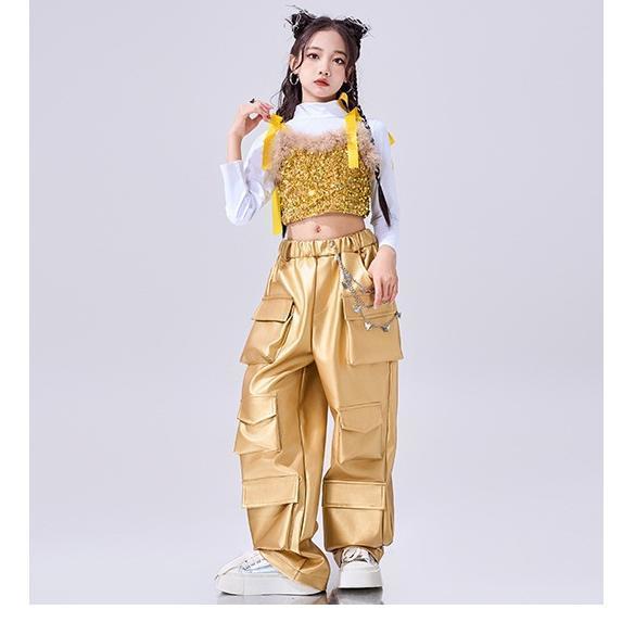 SALE⭐︎ベリーダンス ドラムソロ衣装　シャンパンゴールド ダンス衣装 ガールズ 衣装 派手 K-POP 韓国 ジャズ セットアップ