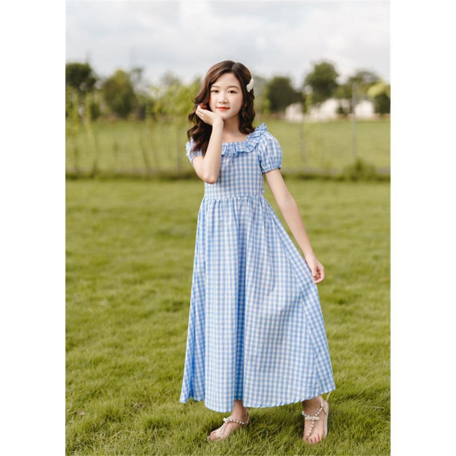 CHILD WOMAN チェック柄ロングワンピース 半袖