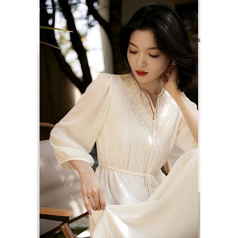Lillian フレンチ袖 ロングワンピース11 Lillian フレンチ袖 ロングワンピース11