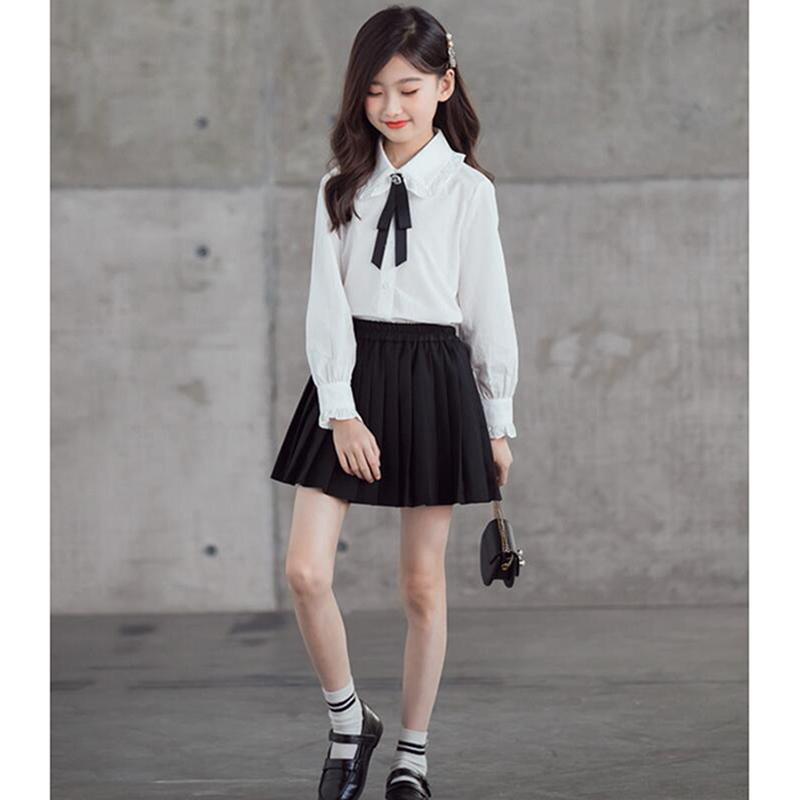 ブラウス付き＊白×ネイビーフォーマル 120 入学 ランドセル お呼ばれ⋈女の子 nina's（ファッション） ブラウス レディース 白 長袖 シフォン