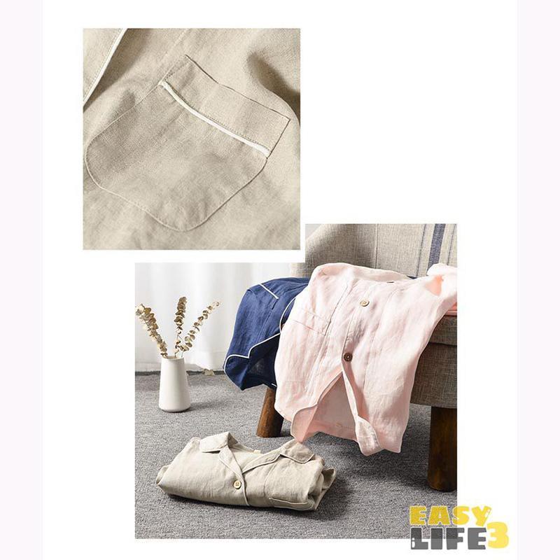 パジャマ 麻100％ リネン メンズ レディース カップル ペア 上下セット