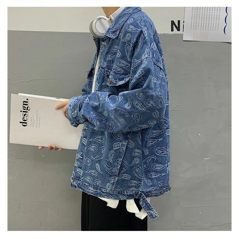 ビッグシルエット ペイズリー柄 デニムジャケット Gジャン