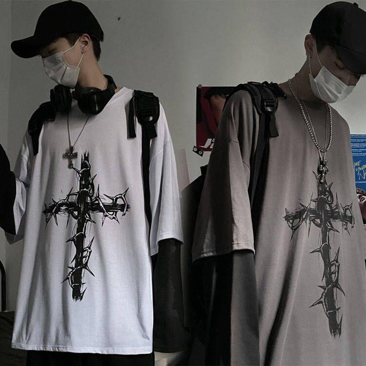 オリジナルスタイルパンク プリント ゆったり 長袖 Tシャツ メンズ 