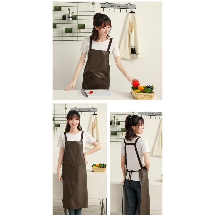 エプロン ワークエプロン 防水 防油 汚れ防止 PUレザー H型 軽量 撥水