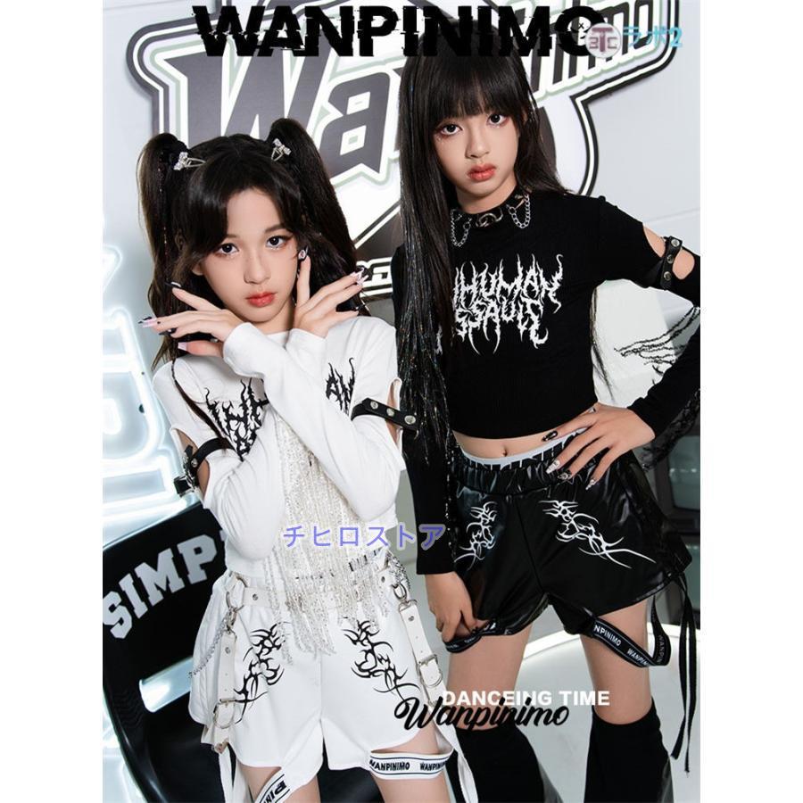 短パンツ レッグカバー 黒 白 k-pop 衣装 キッズダンス衣装