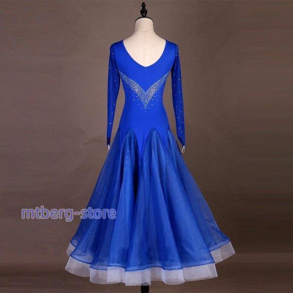 ✨豪華✨社交ダンスドレス 青 シフォン LL～XXL、モダン、スタンダード競技会 ✨豪華✨社交ダンスドレス 青 シフォン LL～XXL、モダン