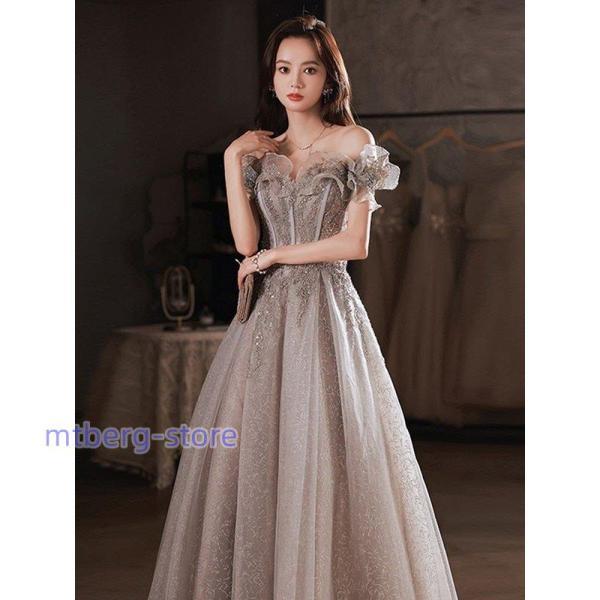 ロングドレス オフショルダー 大人 ピアノ 発表会 ワンピース キラキラ