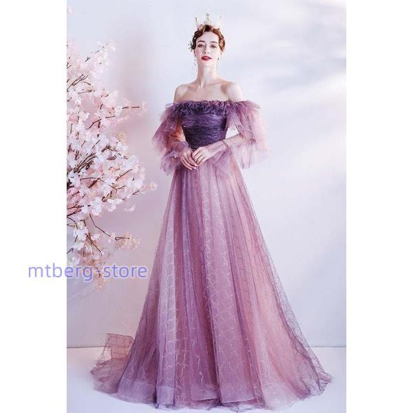 パーティードレス レディース ロングワンピース 演奏会 袖付き キラキラ ピアノ 発表会ドレス Aライン 結婚式 ステージ 二次会 ロングドレス 演奏会 パーティー 大きいサイズ ピアノ 発表会 袖なし