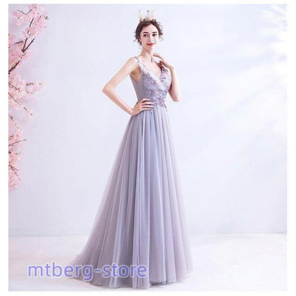 ロングドレス 演奏会 パーティー ピアノ 発表会 袖なし カラードレス