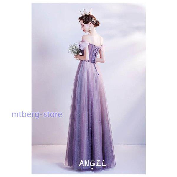 ロングドレス カラードレス 結婚式 袖あり 大きいサイズ オフショル