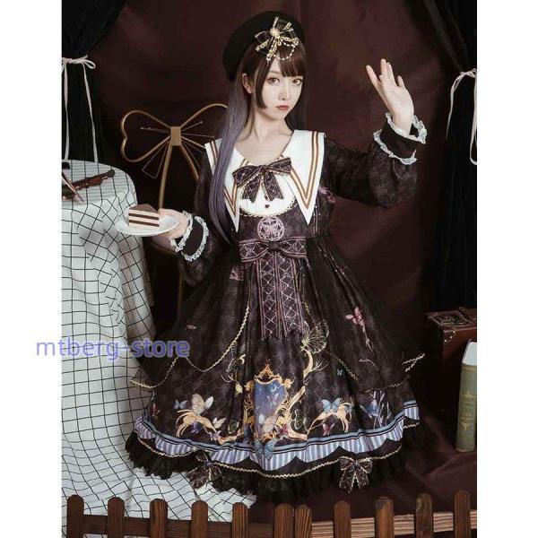 ロリータ ワンピース ゴスロリ Aライン 宮廷ドレス リボン Lolita