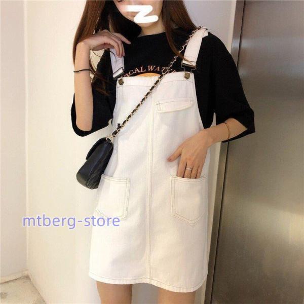 2色 新作 レディースサロペットスカート ミニワンピース デニム