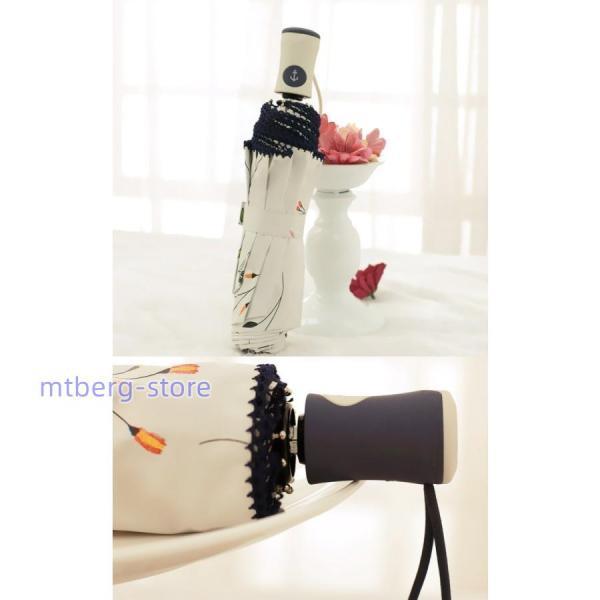 手書き風花柄日傘 晴雨兼用 軽量 UVカット 折りたたみ傘 100％ 遮光 遮