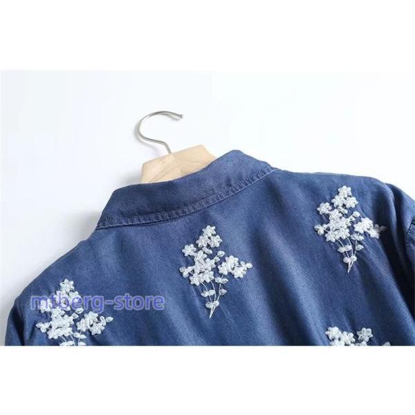 デニムシャツ レディース シャツ ブラウス トップス 花柄シャツ デニムシャツ レディース シャツ ブラウス トップス 花柄シャツ