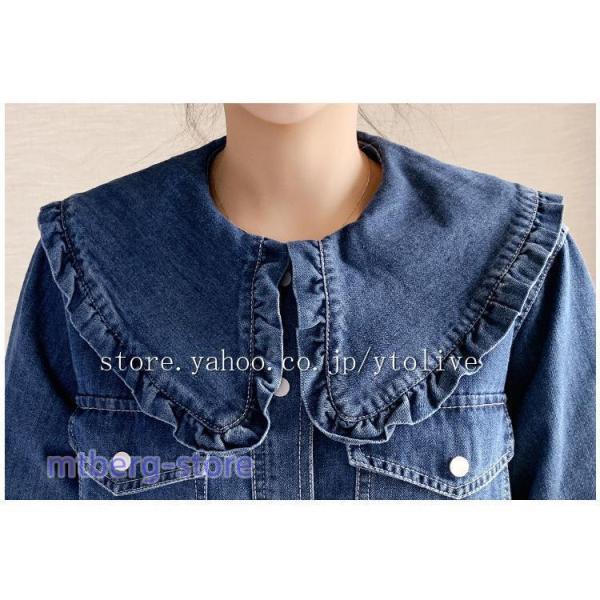 シャツ デニムシャツ 春 春服 レディース トップス フリル 長袖 シャツ デニムシャツ 春 春服 レディース トップス フリル 長袖