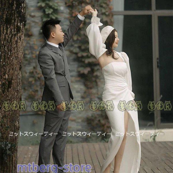 ウェディングドレス ウエディングドレス 二次会 スリット ビスチェドレス ボレロ シンプル 花嫁 パーティードレス 披露宴 ブライダル 結婚式 個性 前撮りドレス ウェディングドレス ウエディングドレス 二次会 スリット ビスチェ