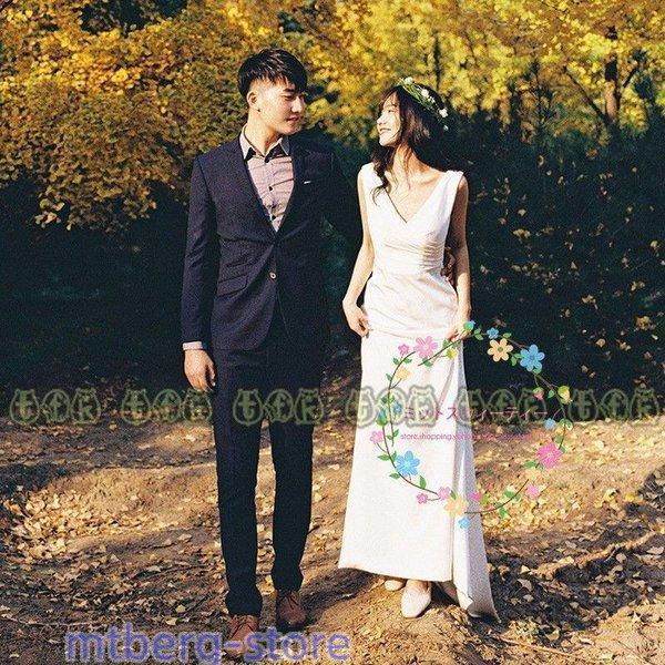 ウェディングドレス ロング丈 パーティー マーメイドライン スレンダー